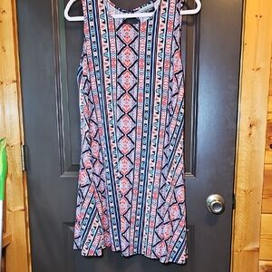 Allison Brittney Blue and Pink Sleeveless Sundress